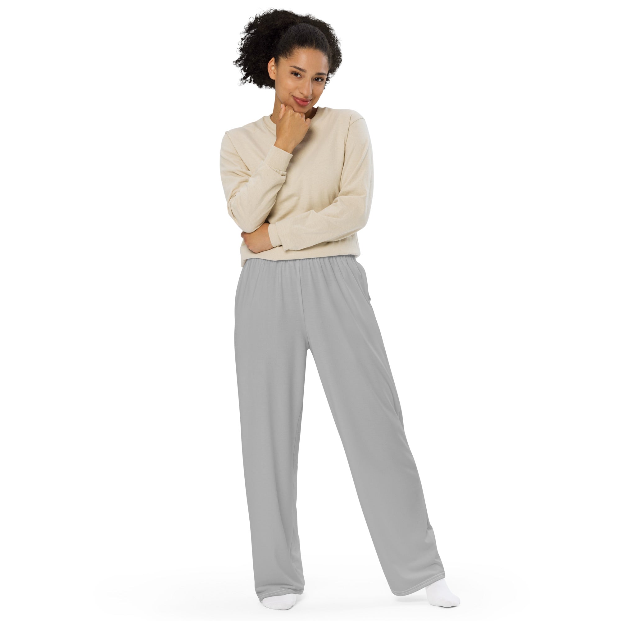 Grey Wide-Leg Lounge Pants
